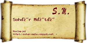 Sohár Máté névjegykártya