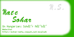 mate sohar business card